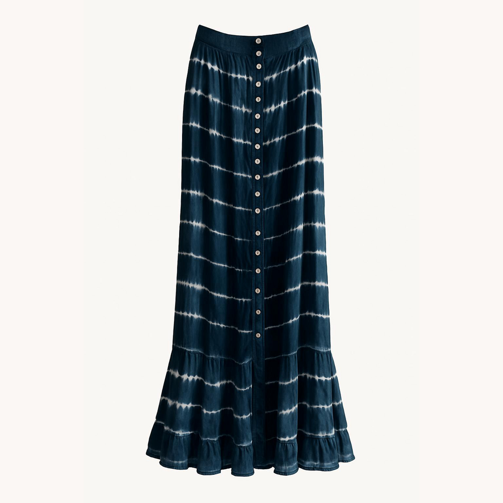 Tiara Blue and White Maxi Skirt